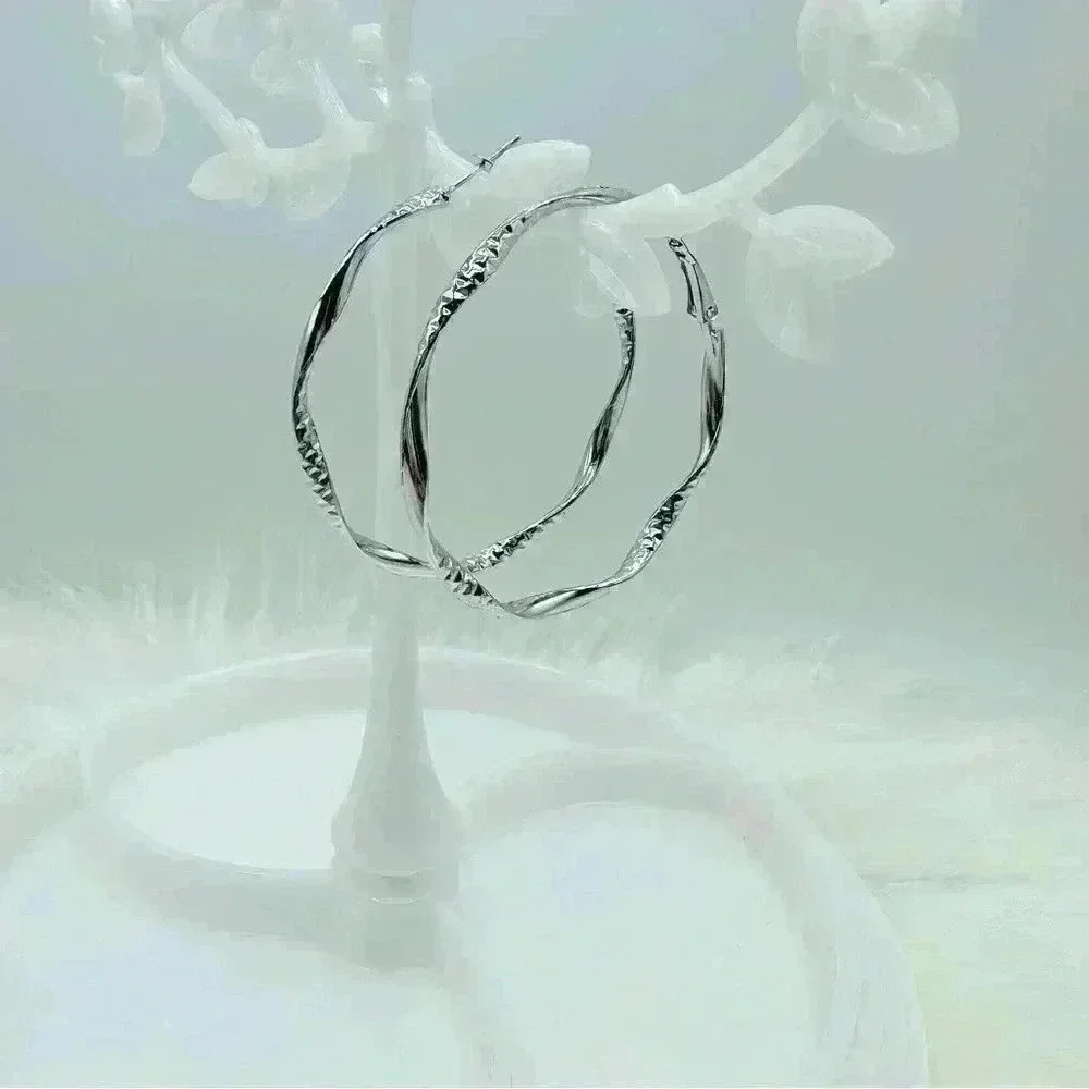 Women's Twisted Circle Design Hoop Earrings